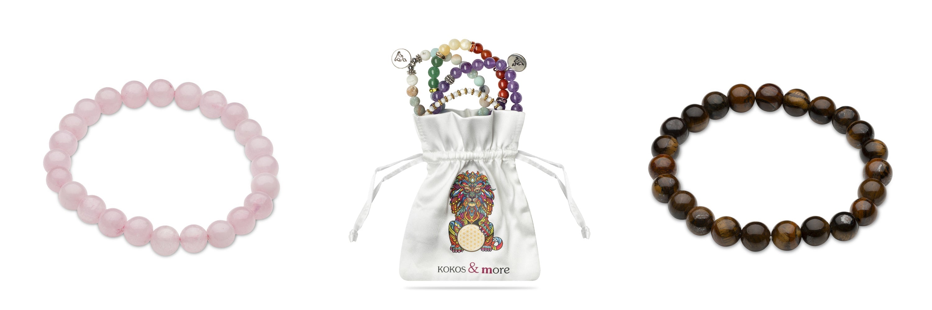 Kraftarmbänder aus Halbedelsteinen - symbolischer Schmuck für Alltag, Yoga und Meditation