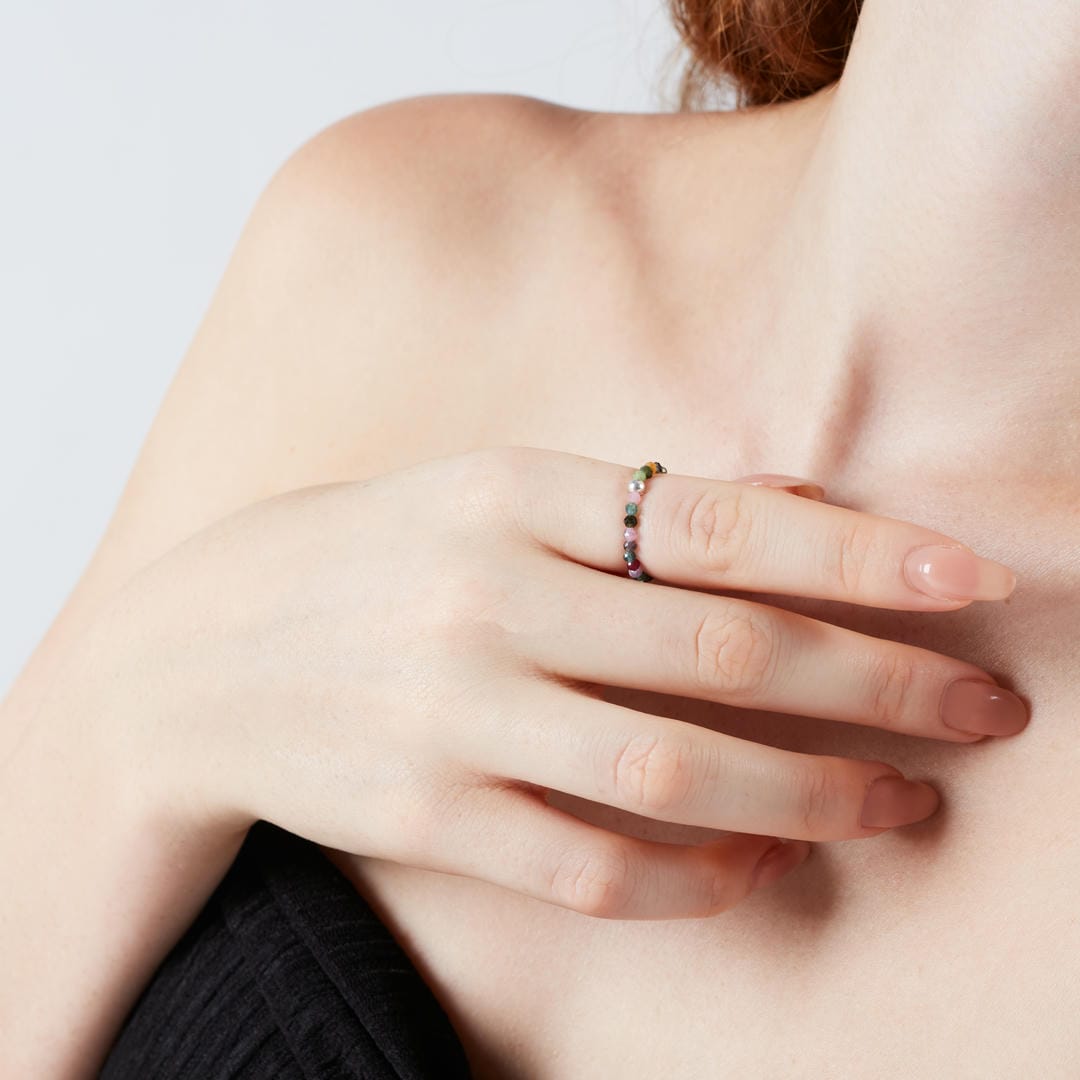 Mini Perlenring facettiert Roter - Turmalin mehrfarbig – Balance & Lebensfreude