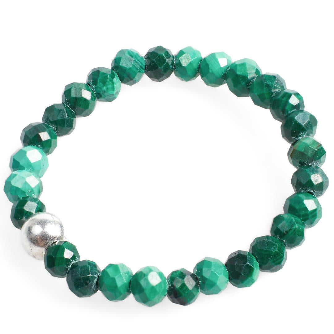 Mini Perlenring facettiert Malachit – Schutz & Wandlung