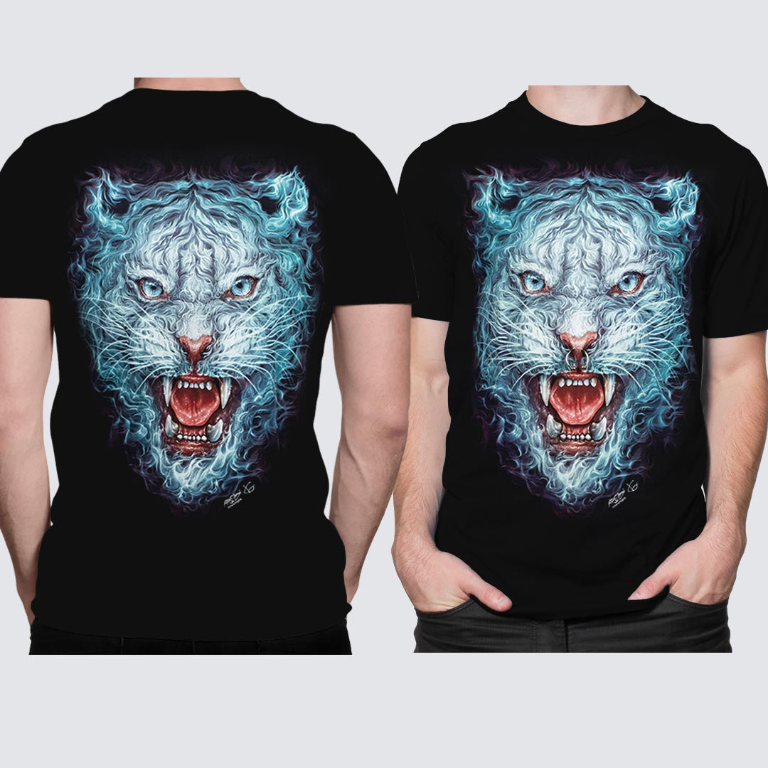 T-Shirt - Flammen Gepard mit Piercing - 0065