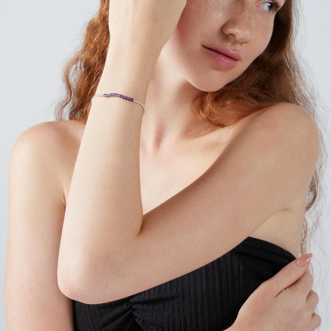 Silberarmband - Amethyst einfach