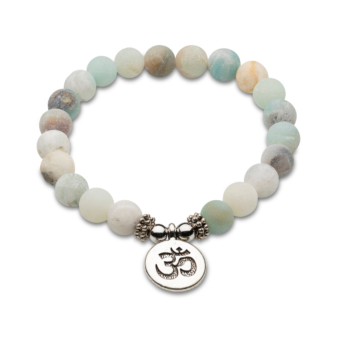 Kraftarmband Amazonit mit Ohm-Anhänger - Harmonie und Spiritualität