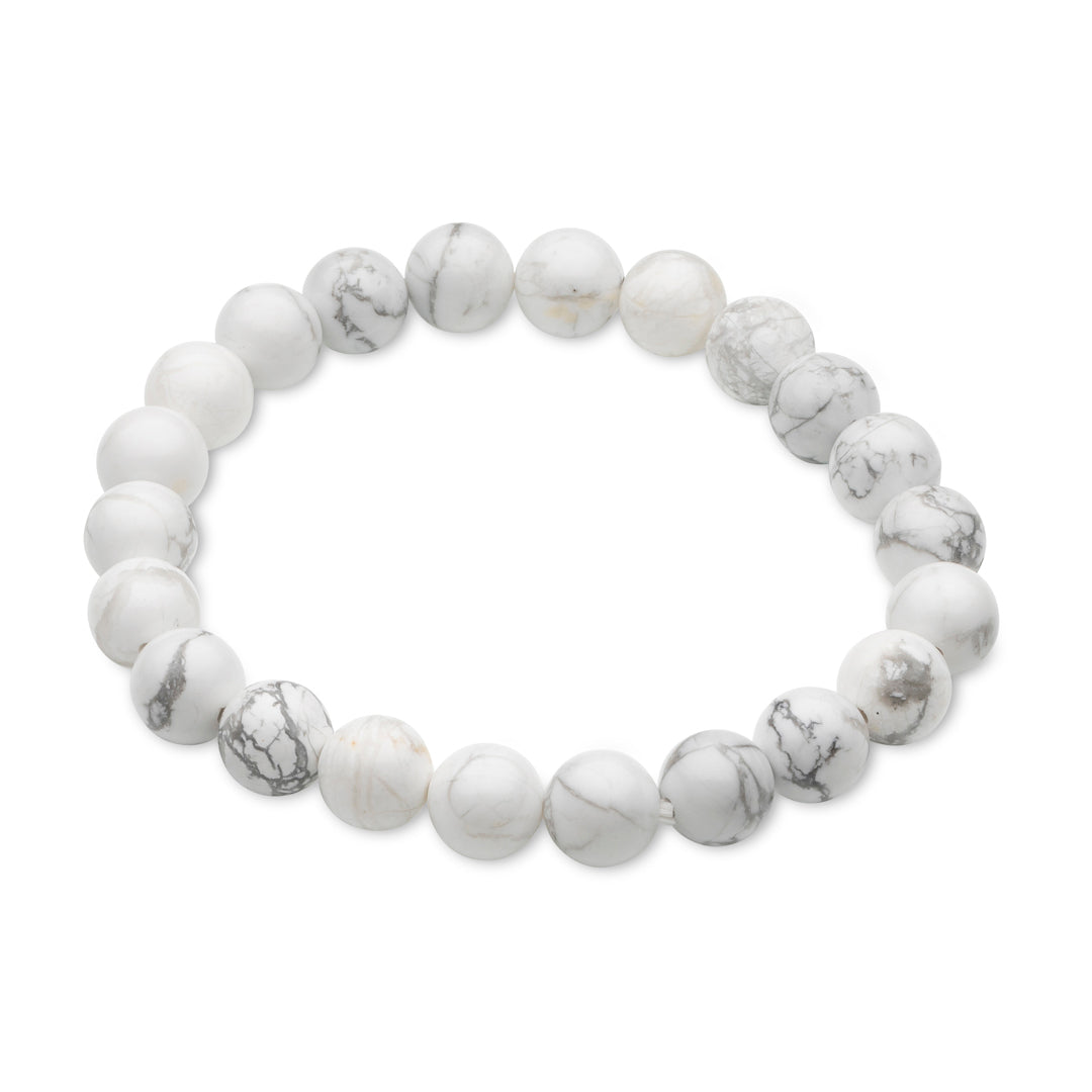 Kraftarmband Weißer Jaspis / Howlith – Klarheit & innere Stärke