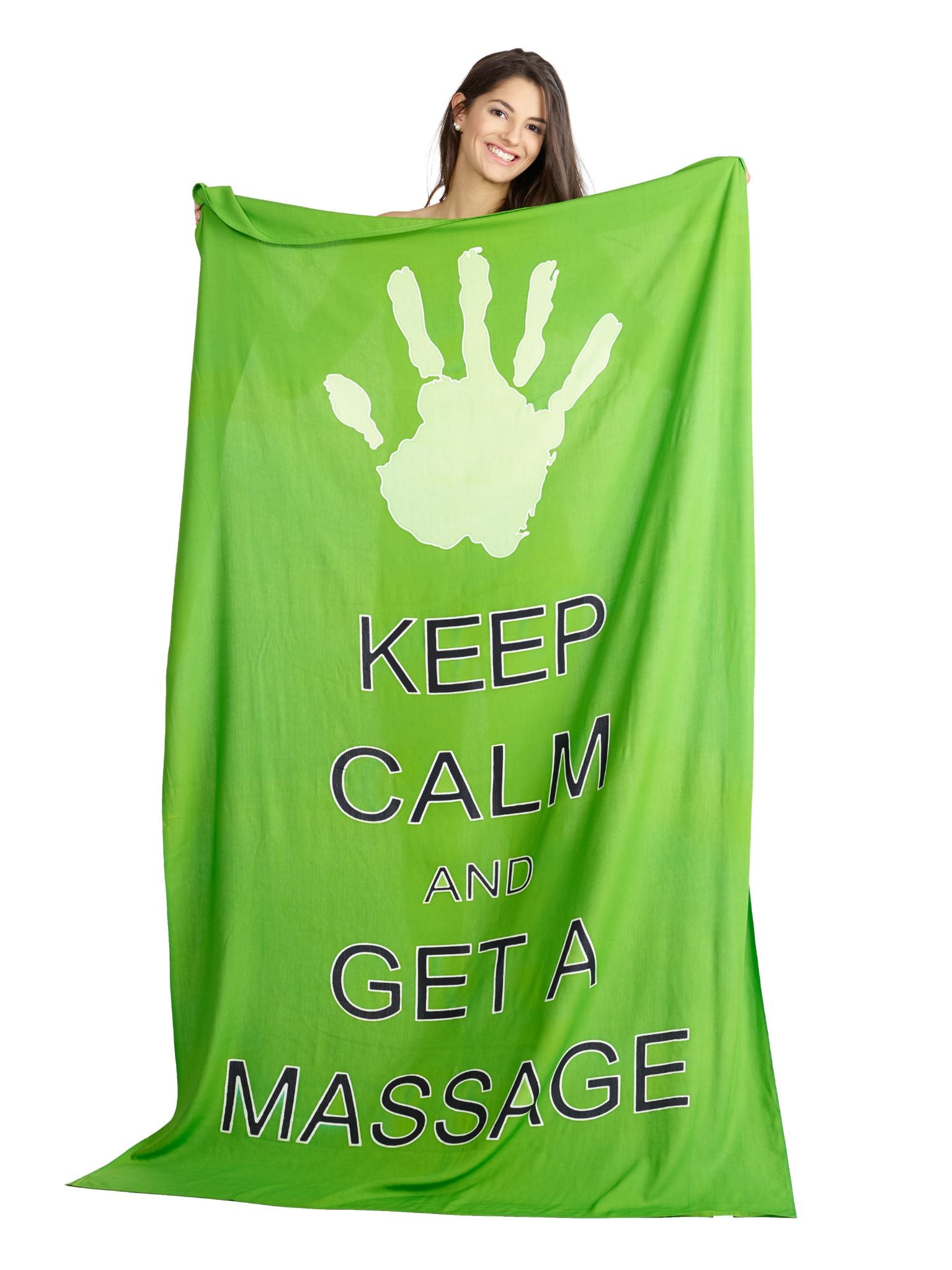 Sarong und Pareo mit Muster - Keep calm and get a Massage - grün