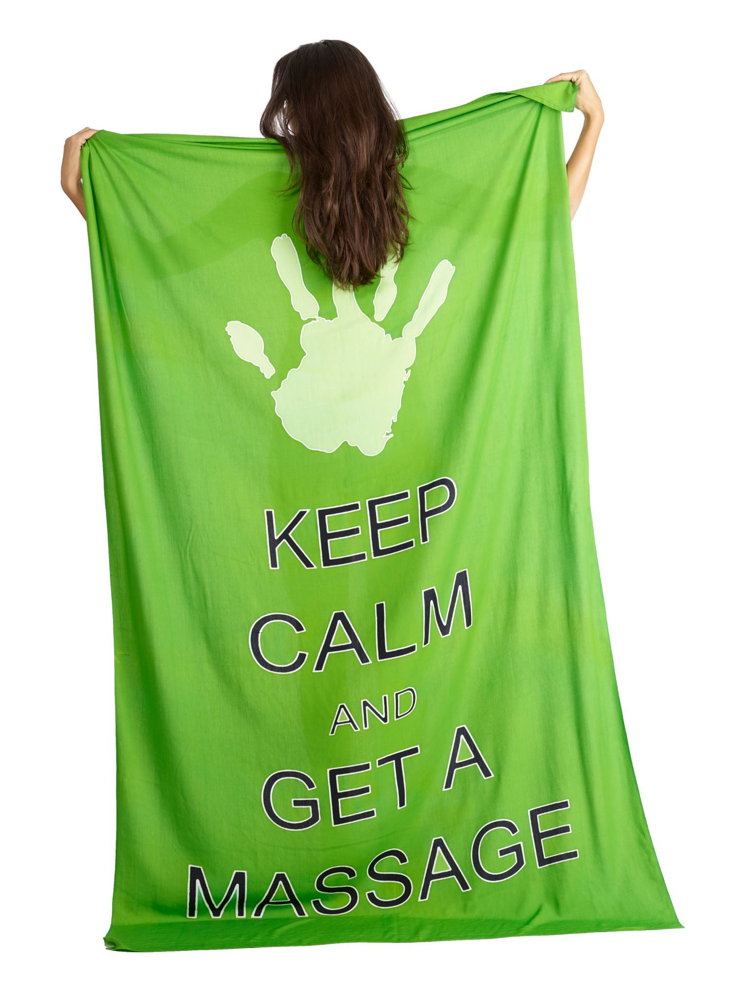 Sarong und Pareo mit Muster - Keep calm and get a Massage - grün