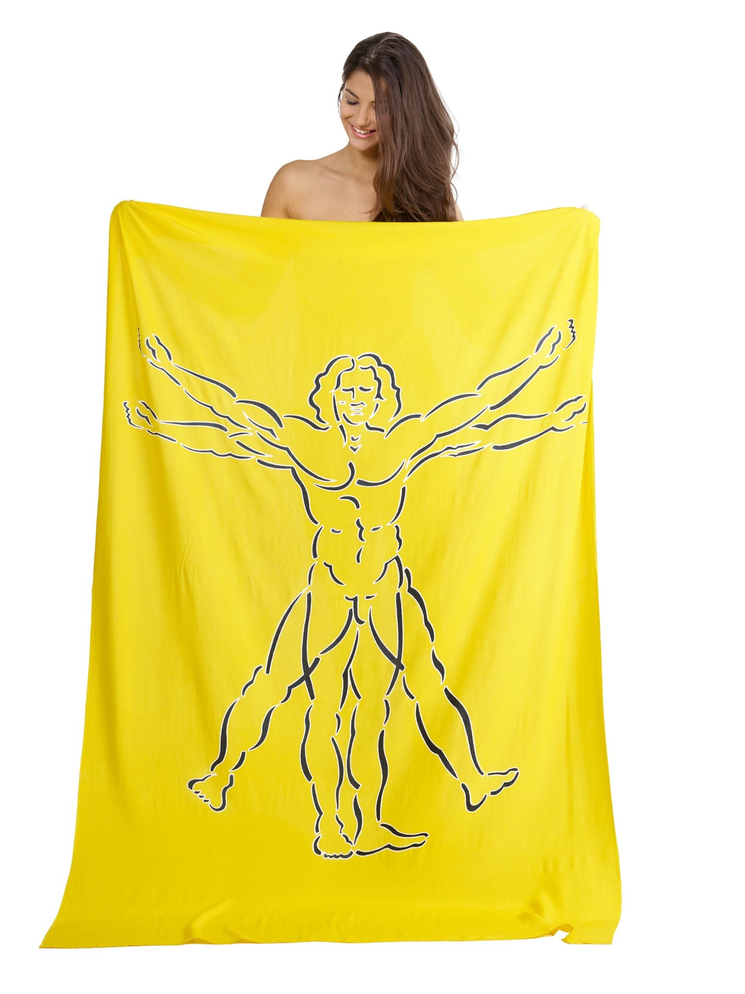 Sarong und Pareo mit Muster - Vitruvian Man - gelb