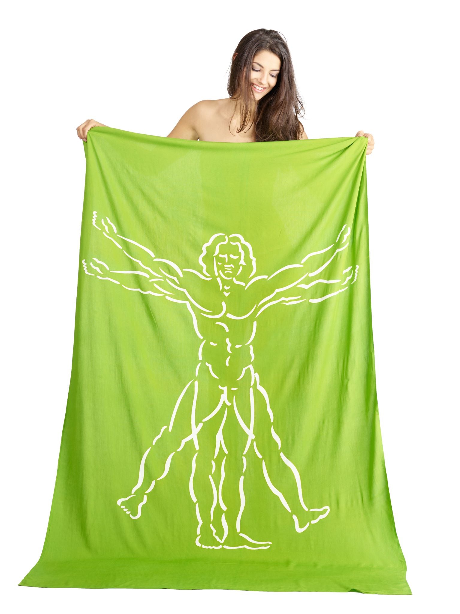 Sarong und Pareo mit Muster - Vitruvian Man - grün