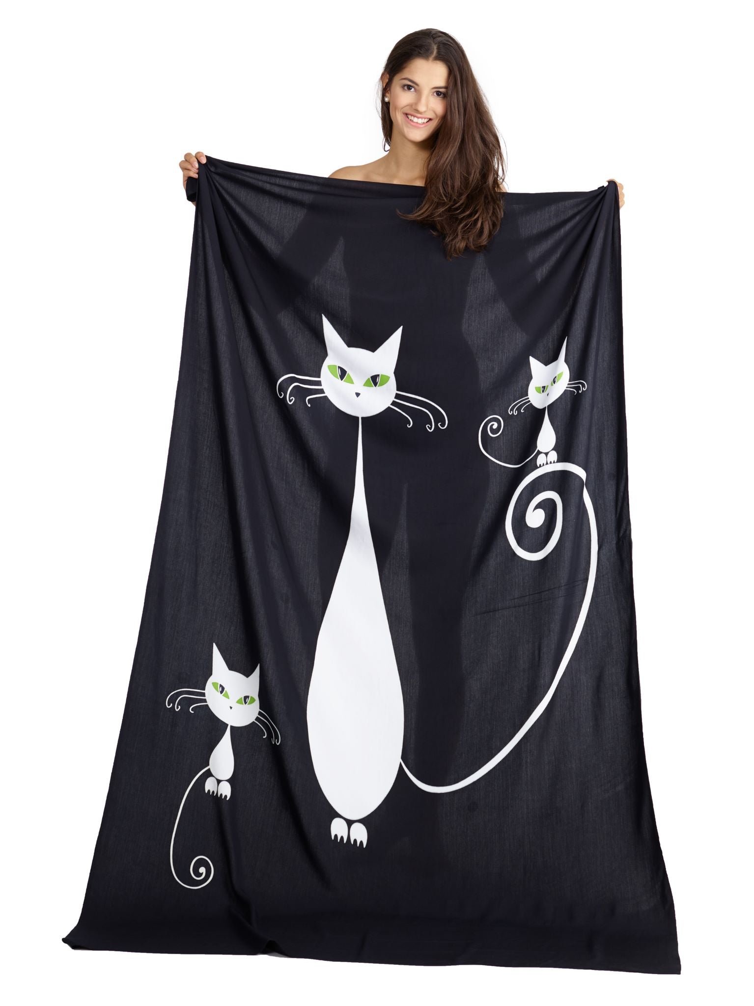 Sarong und Pareo mit Muster - Weisse Katzen