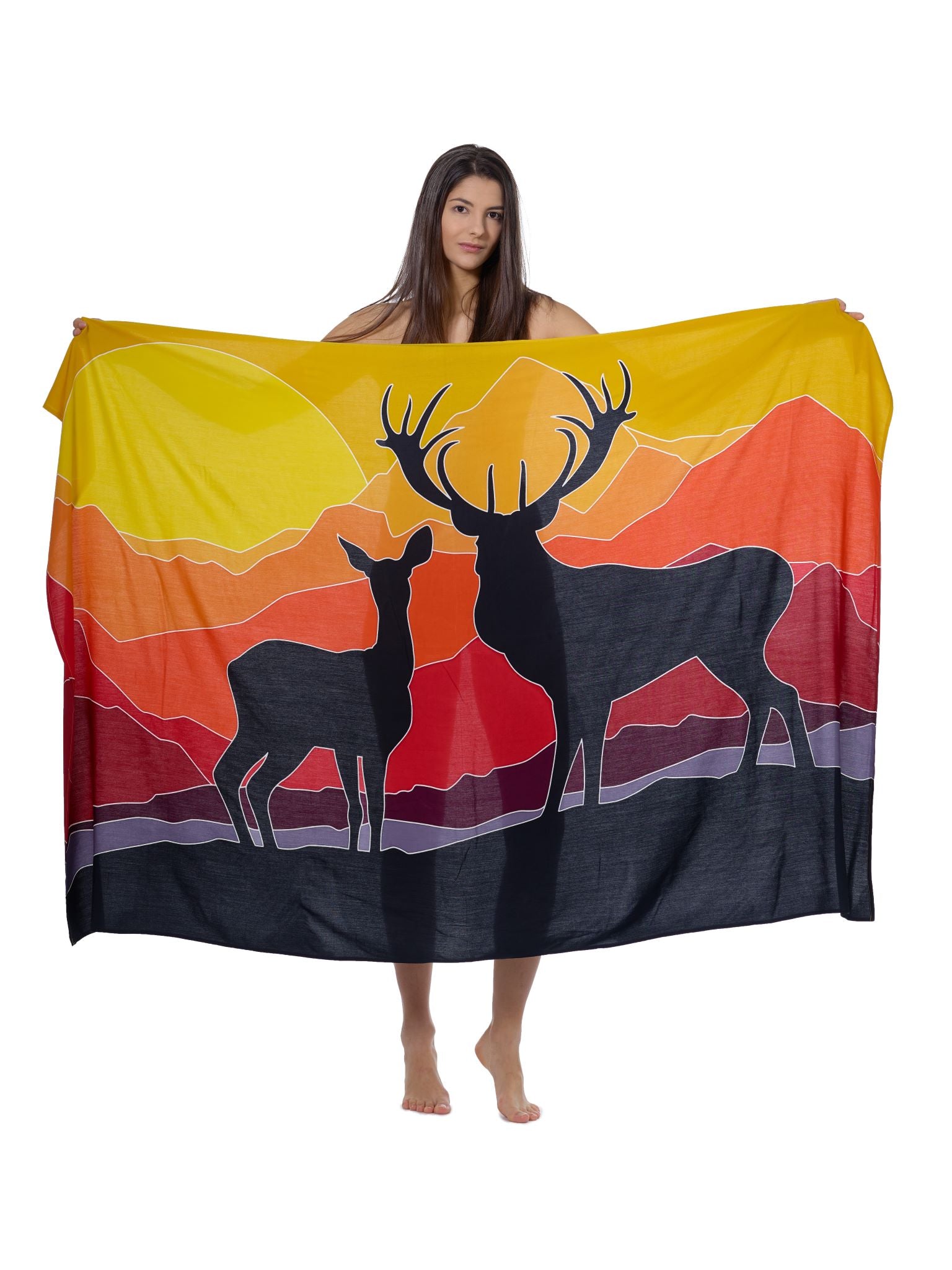 Sarong und Pareo mit Muster - Rotwild