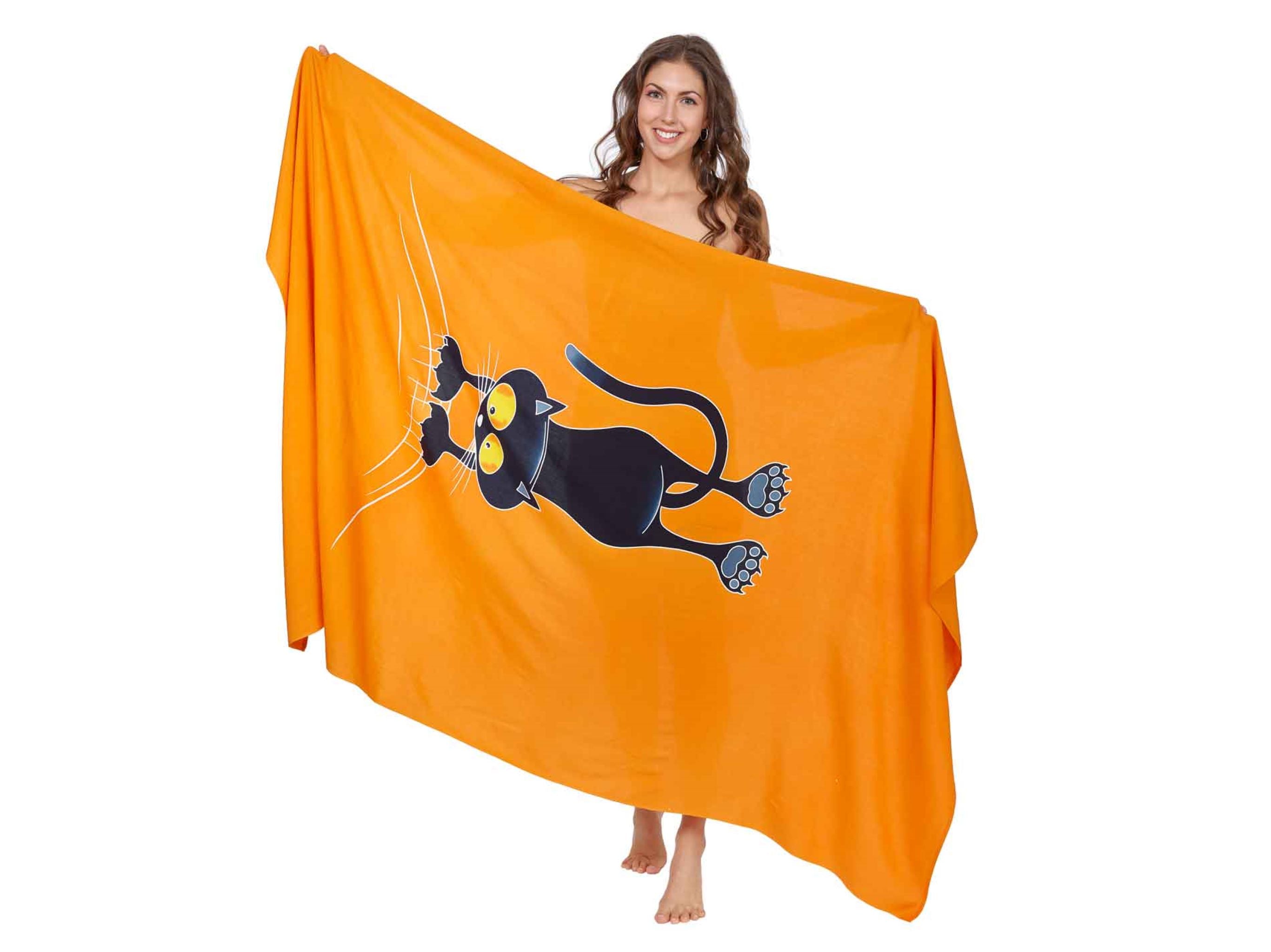 Sarong und Pareo mit Muster - Kratzekatze orange