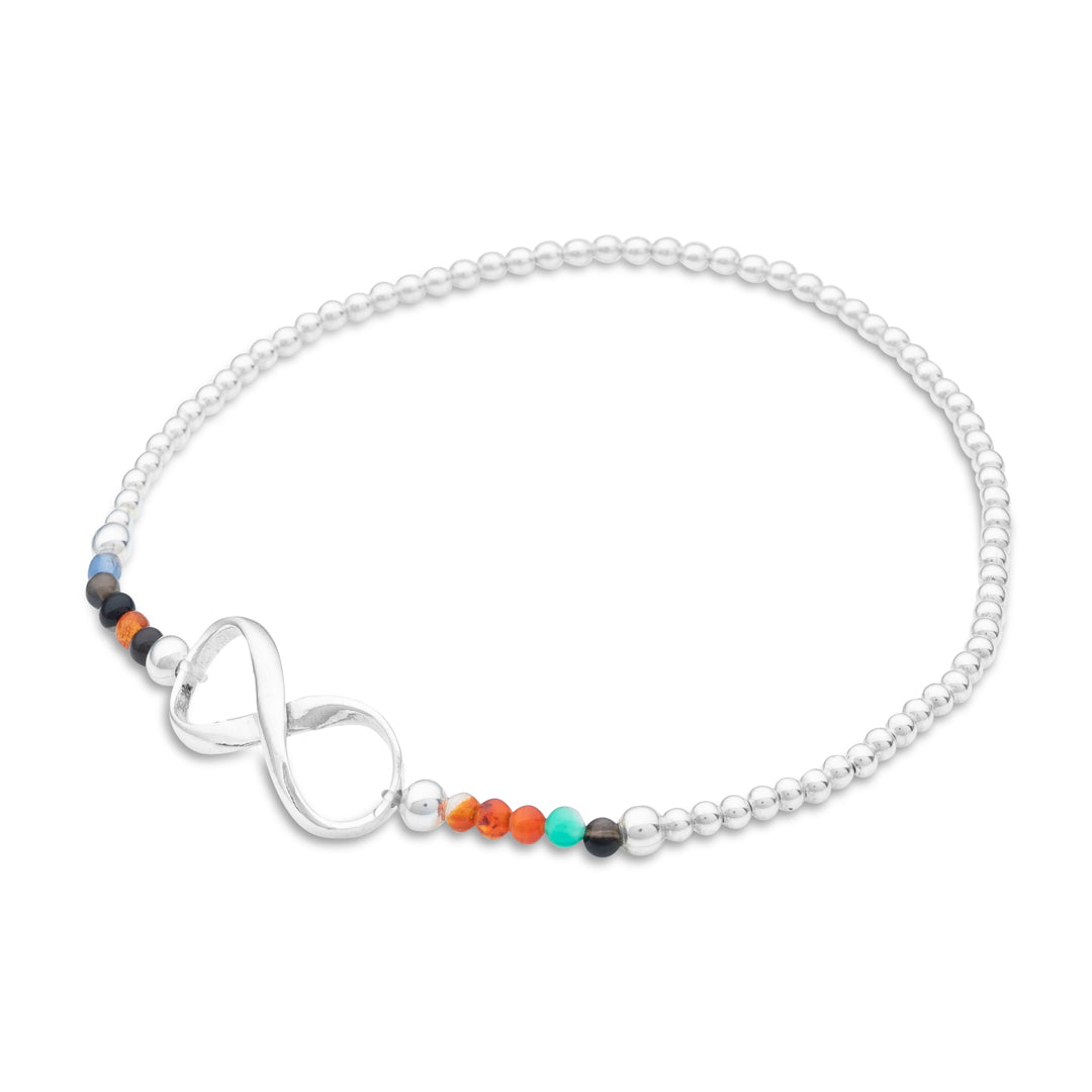 Silberarmband - Multi Achat unendliche Acht