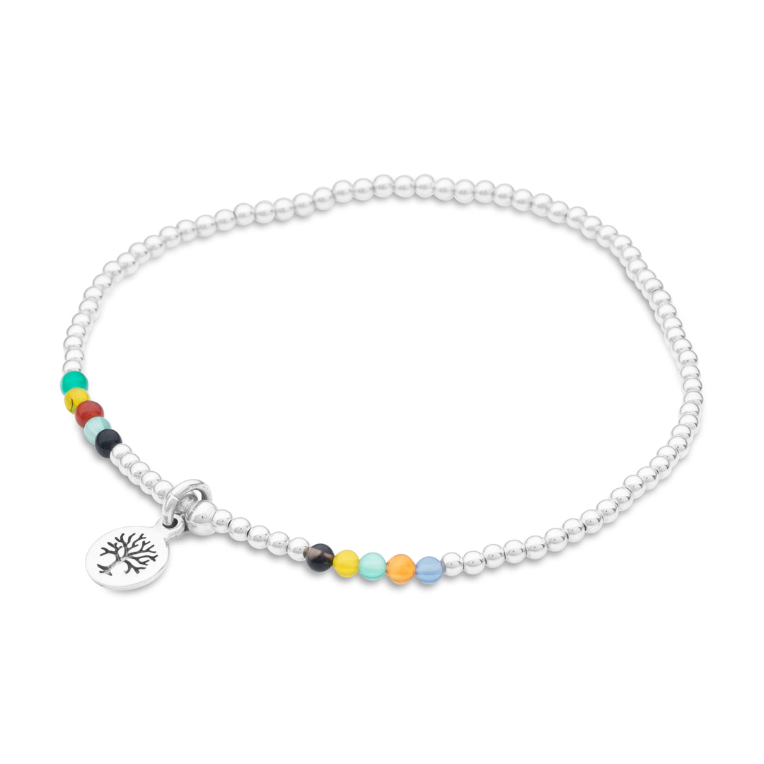 Silberarmband - Multi Achat mit Lebensbaum