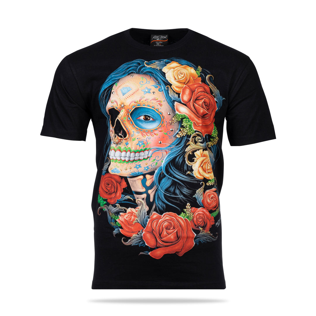 Schwarzes T-Shirt mit Beauty Rosalie, Vorderseite