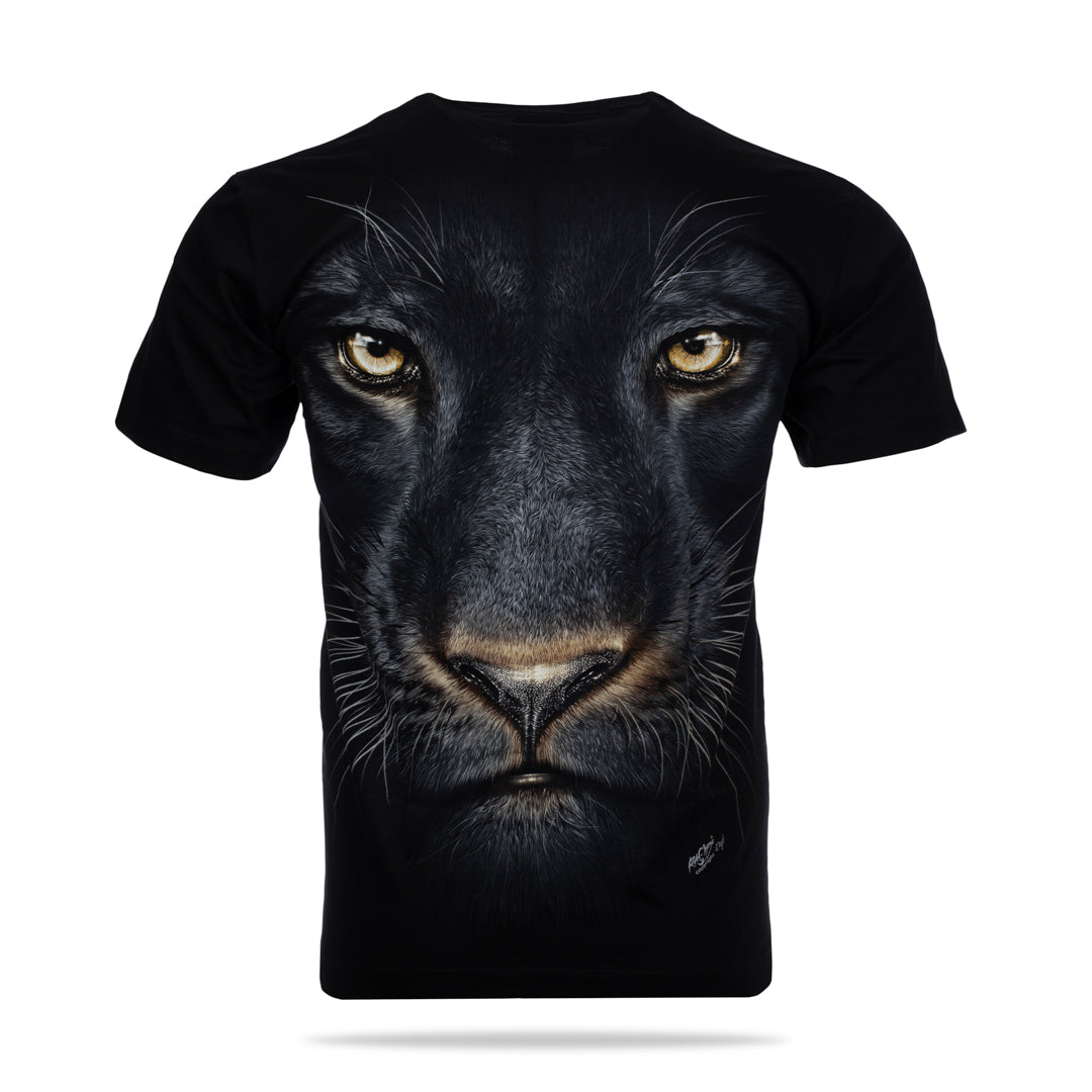 Schwarzes T-Shirt mit Panther-Print, Rückseite