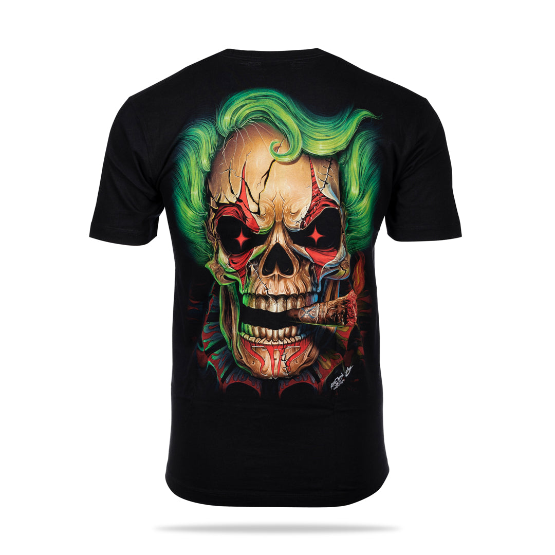Schwarzes T-Shirt mit Smoking Skull-Print, Rückseite