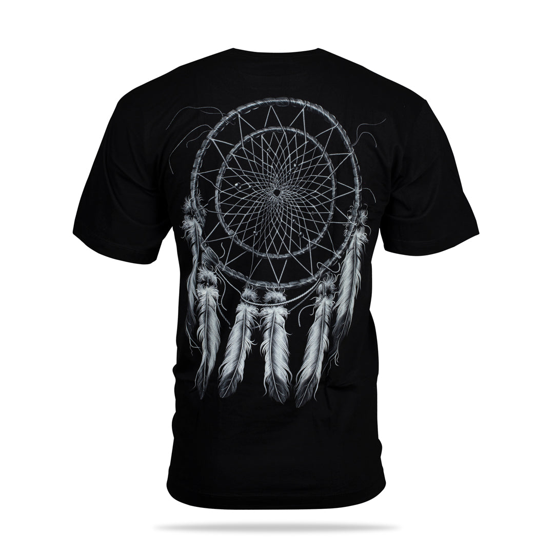 Schwarzes T-Shirt mit Adler Traumfänger-Print, Rückseite