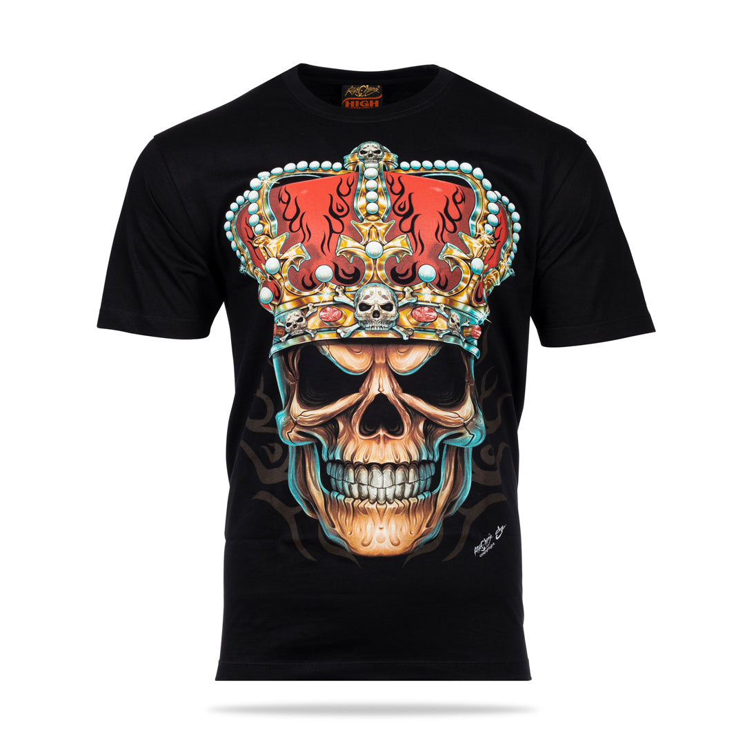 Schwarzes T-Shirt mit The King-Print, Vorderseite