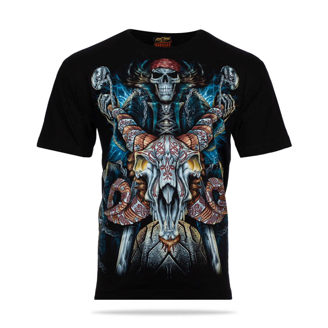 Schwarzes T-Shirt mit Ram Rider-Print, Vorderseite
