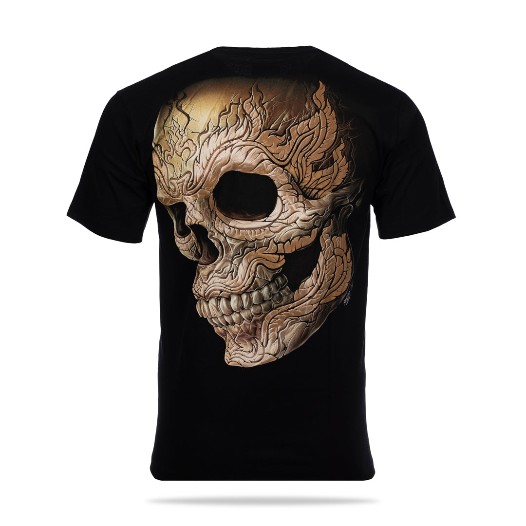 Schwarzes T-Shirt mit Totenkopf-Print, Rückseite