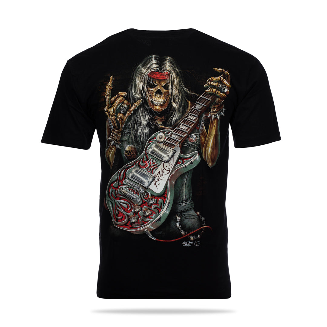 Schwarzes T-Shirt mit Death Metal-Print, Rückseite