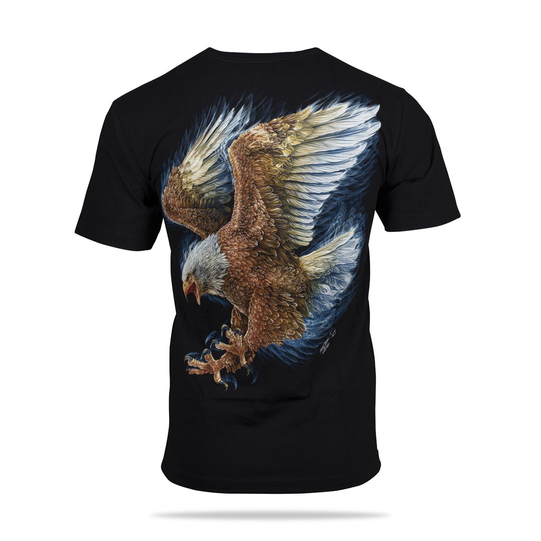 Schwarzes T-Shirt mit Adler-Print, Rückseite