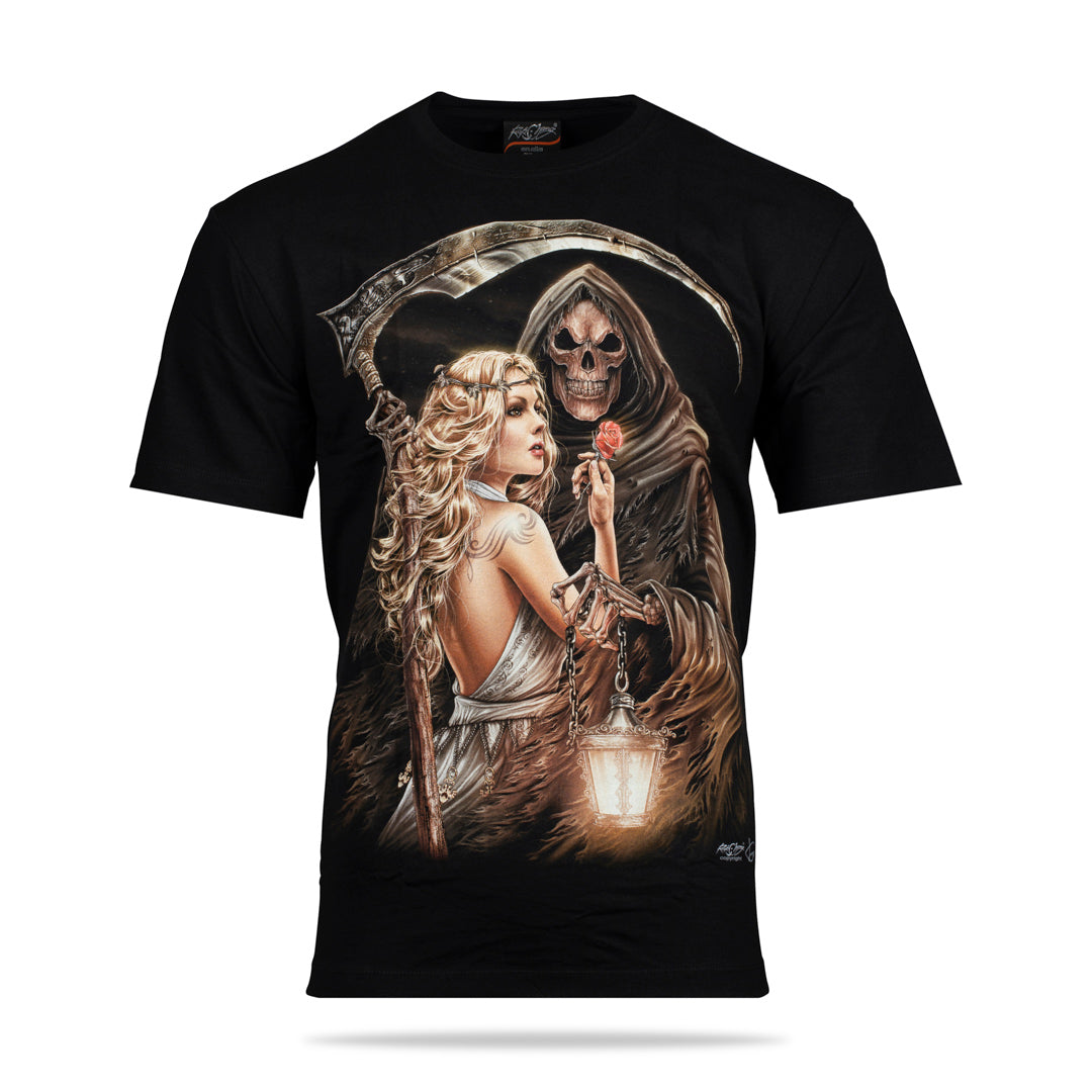 Schwarzes T-Shirt mit Reapers Love-Print, Vorderseite