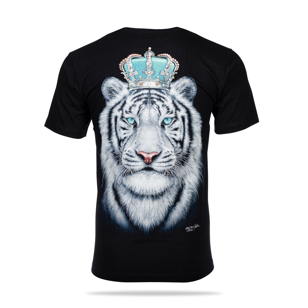Schwarzes T-Shirt mit einem Tiger und Krone, Rückseite