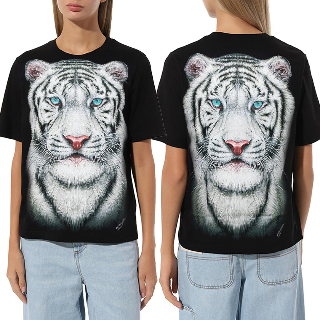 T-Shirt - Weisser Tiger Kopf - 0027