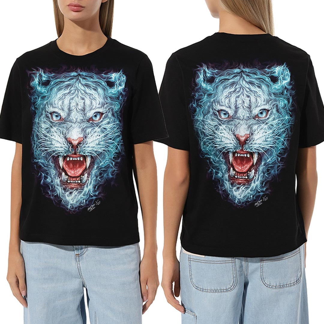 T-Shirt - Flammen Gepard mit Piercing - 0065