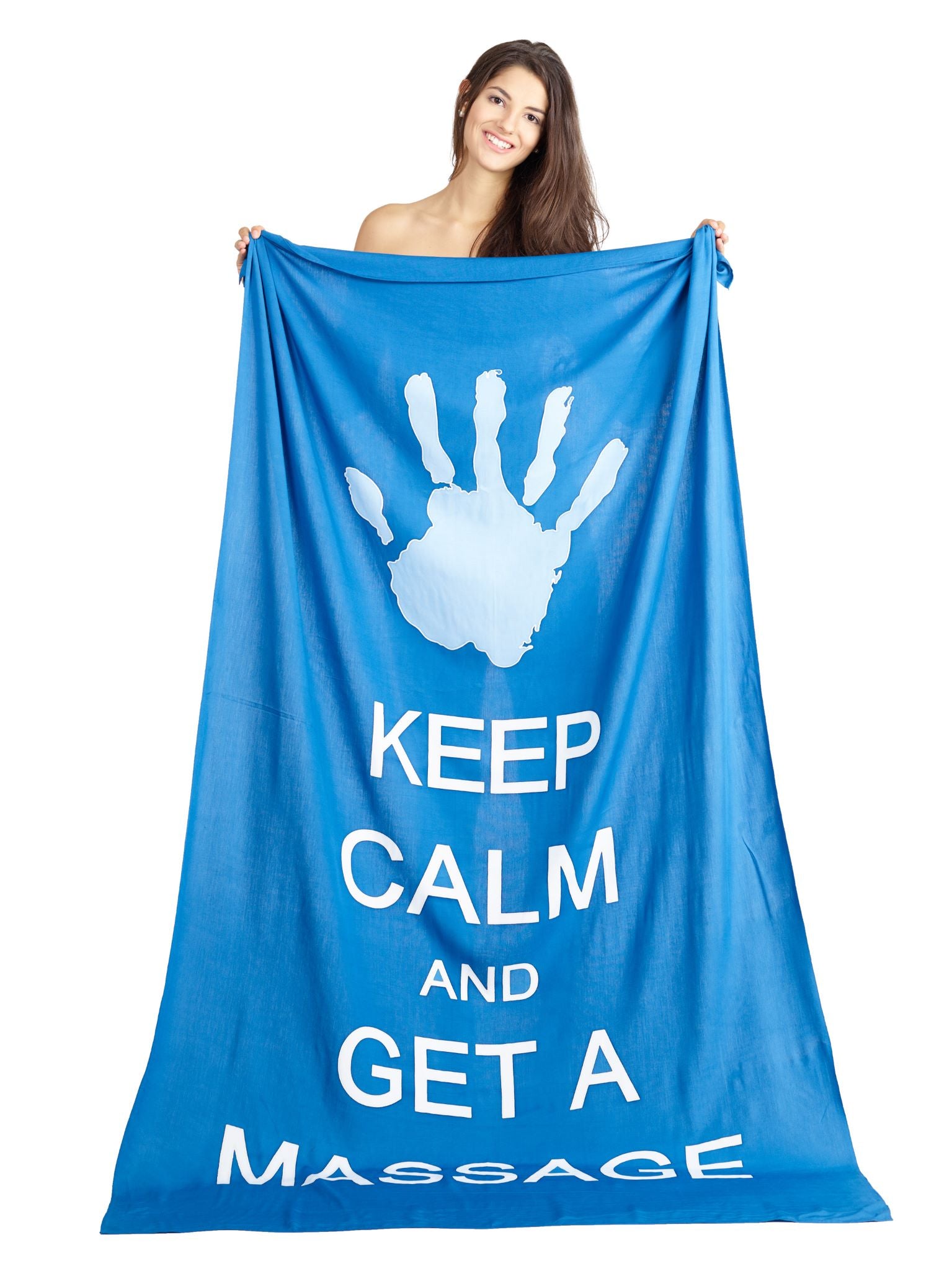 Sarong und Pareo mit Muster - Keep calm and get a Massage - blau