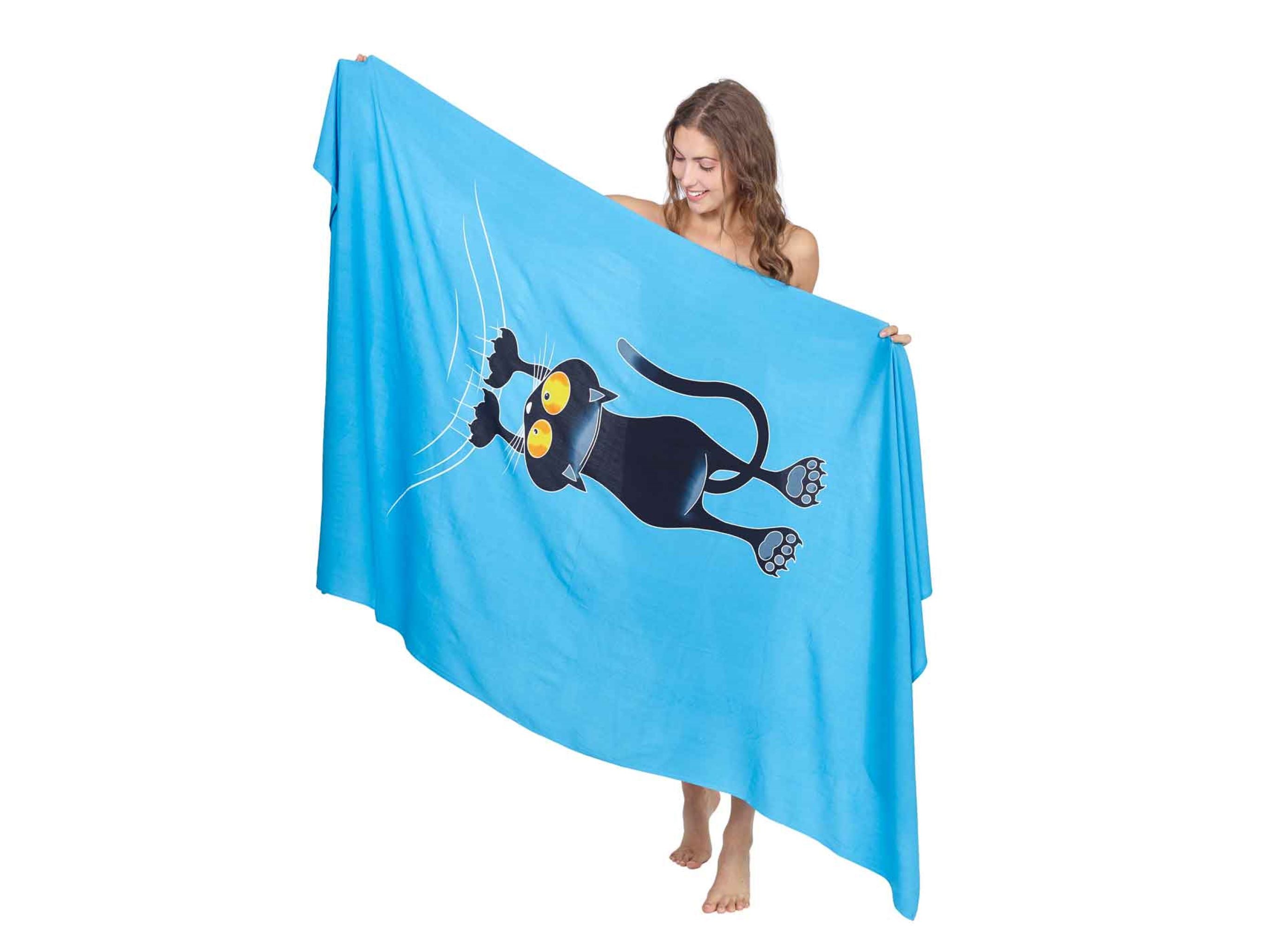 Sarong und Pareo mit Muster - Kratzekatze blau