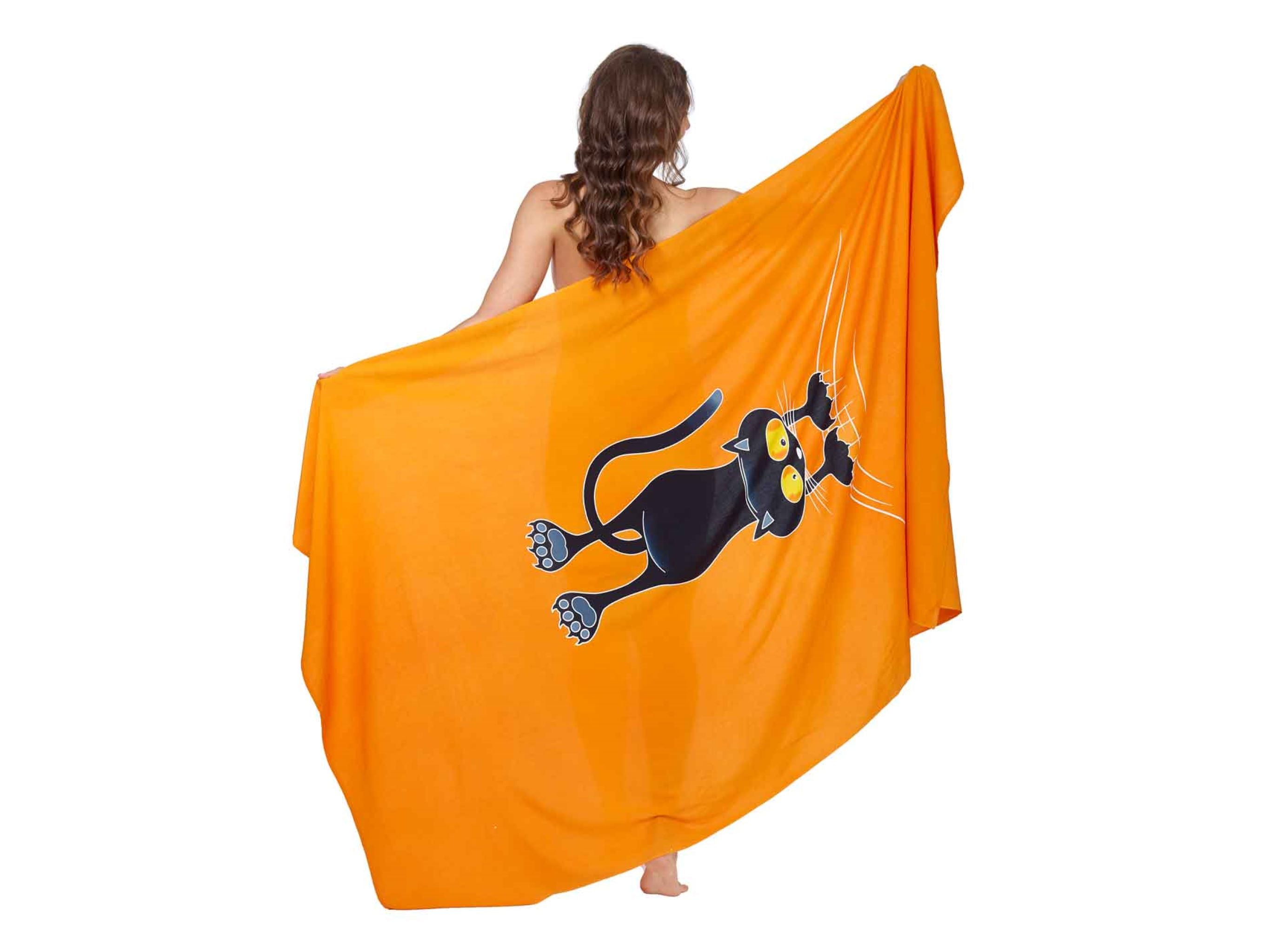 Sarong und Pareo mit Muster - Kratzekatze orange