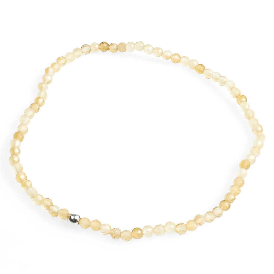 Citrin Mini-Perlenarmband facettiert mit Silberperle