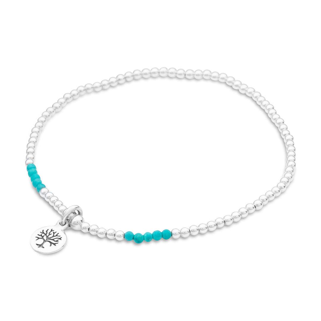 Silberarmband - Turquoise mit Lebensbaum