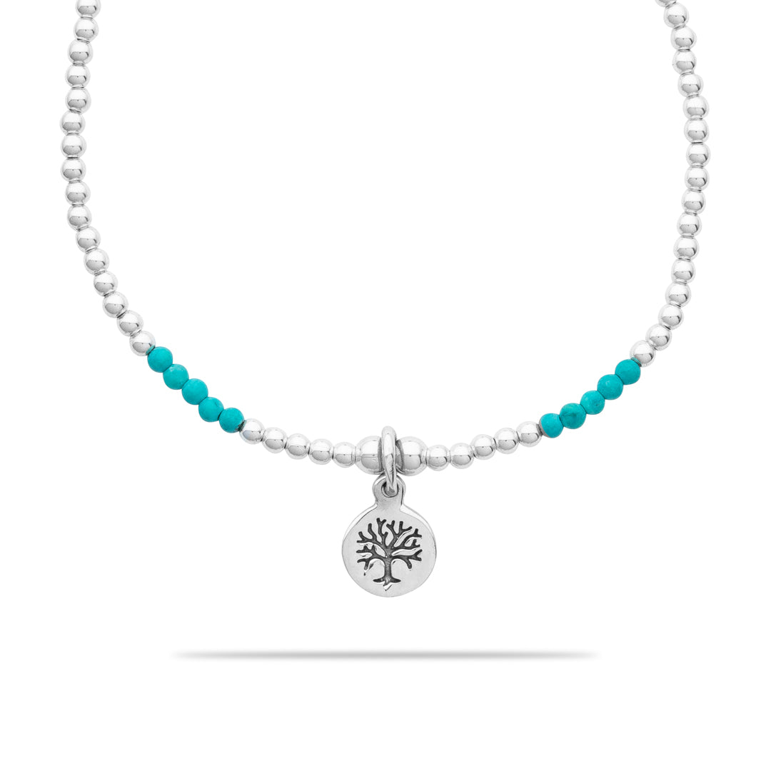 Silberarmband - Turquoise mit Lebensbaum
