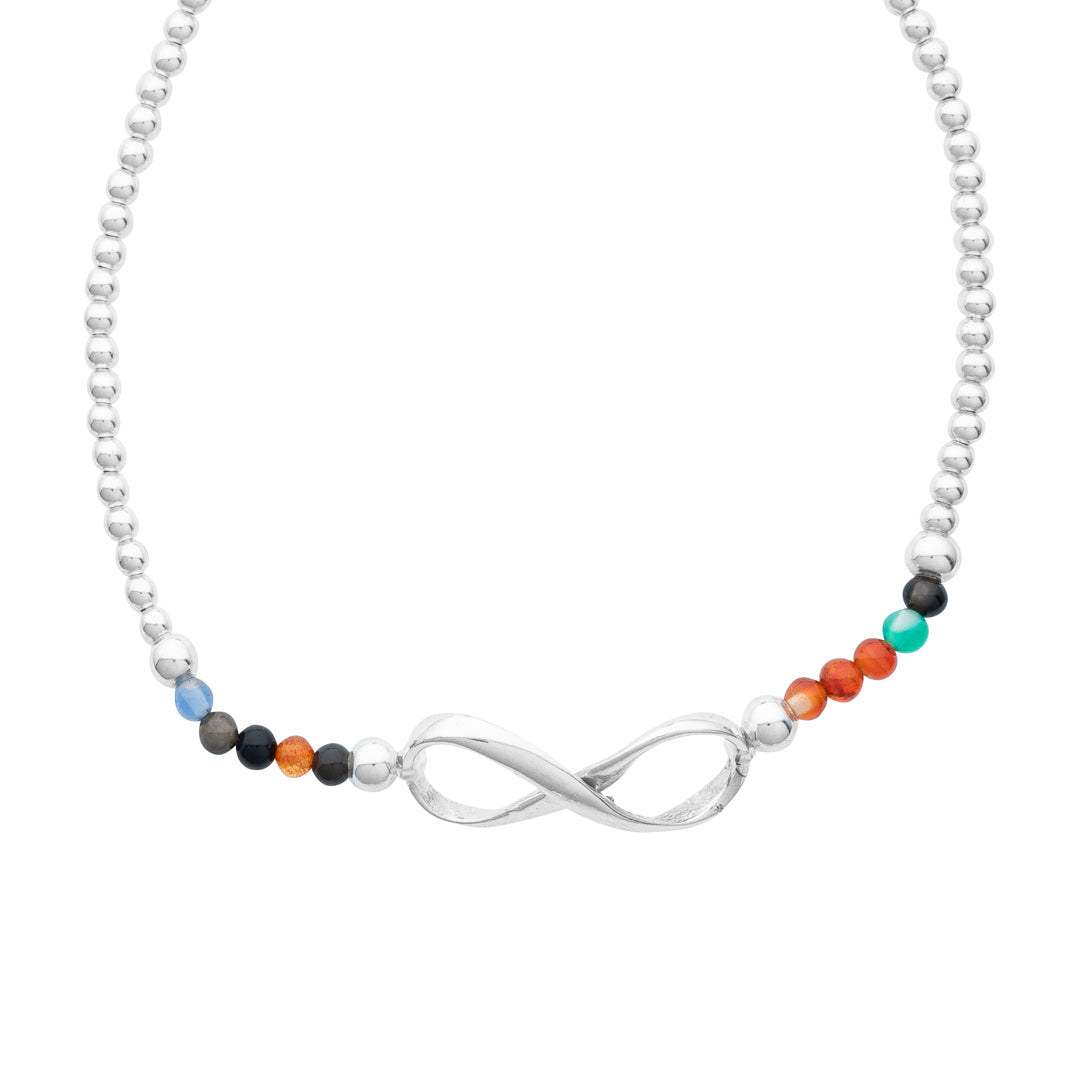 Silberarmband - Multi Achat unendliche Acht