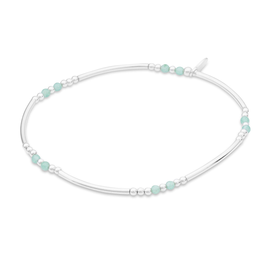 Silberarmband - Jade mit Silberstäbchen