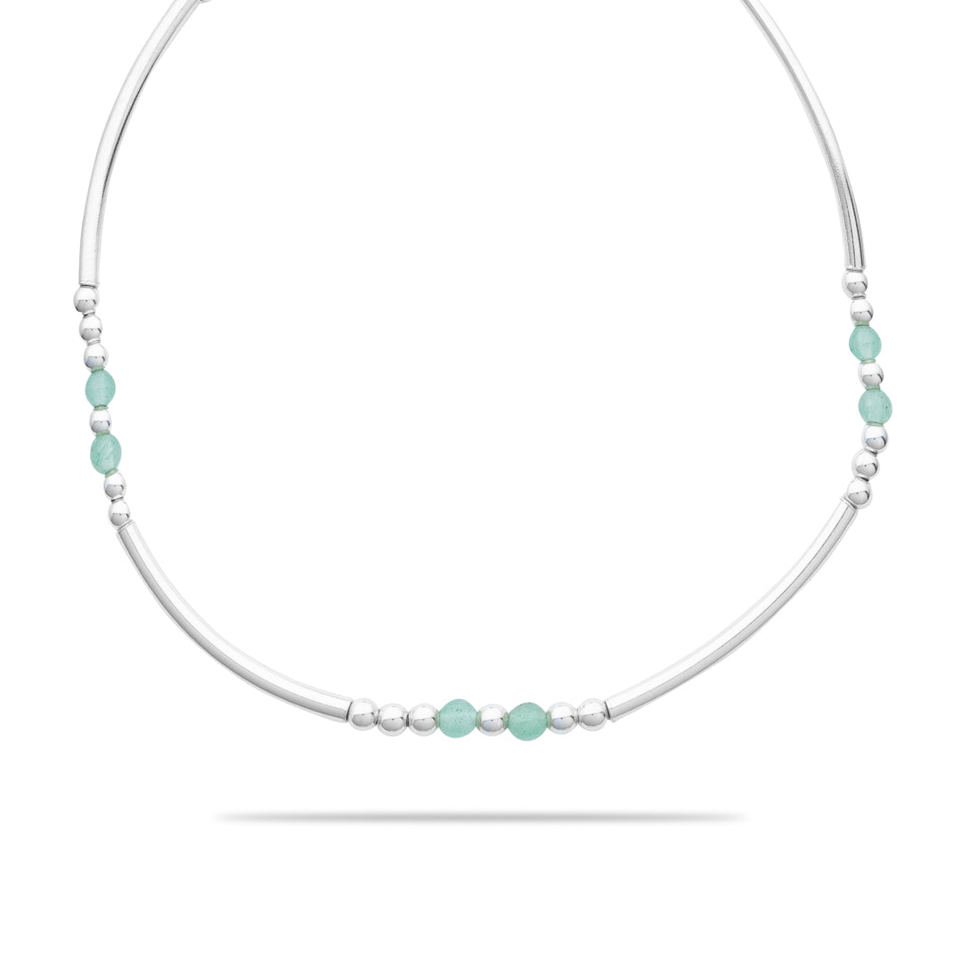 Silberarmband - Jade mit Silberstäbchen