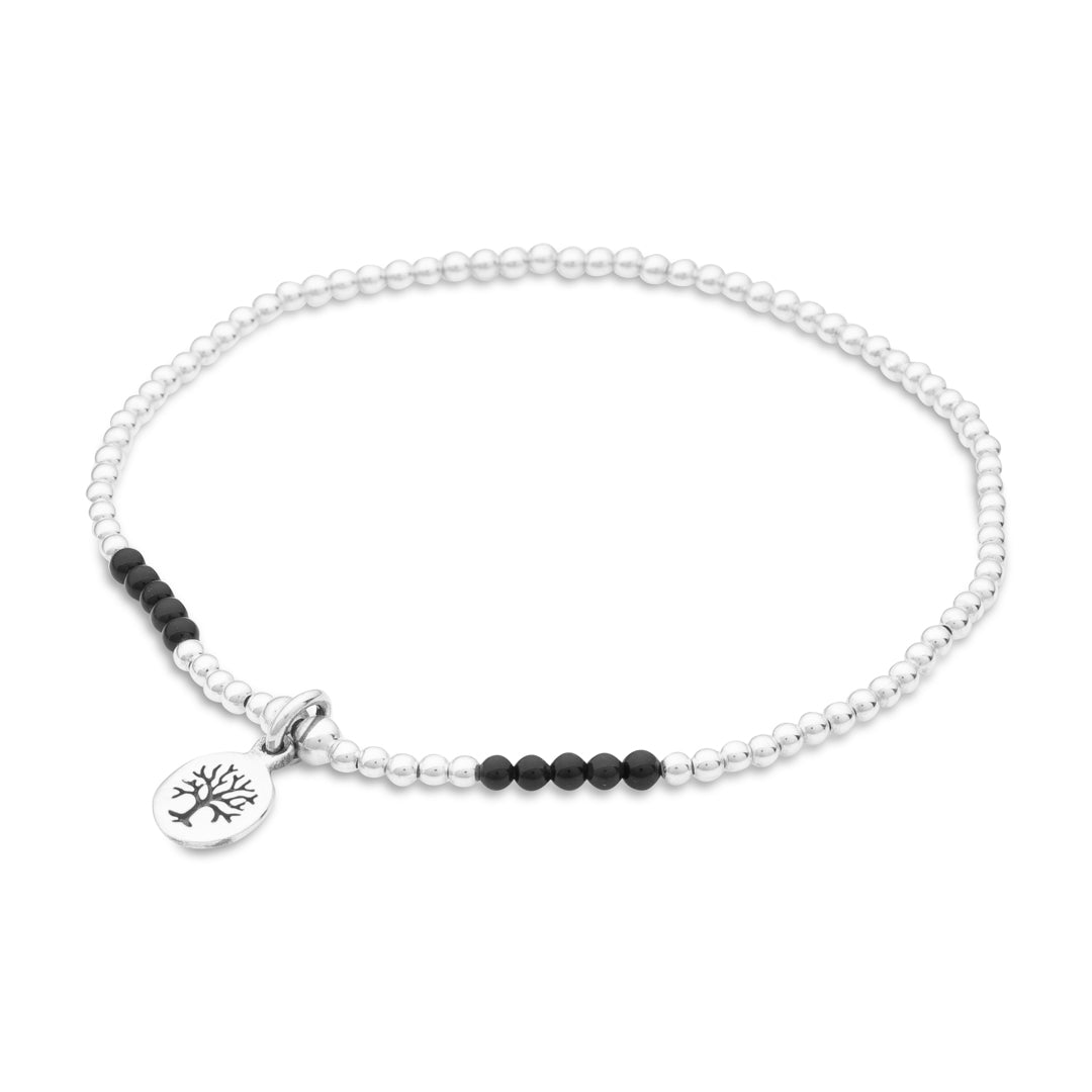 Silberarmband - Onyx mit Lebensbaum