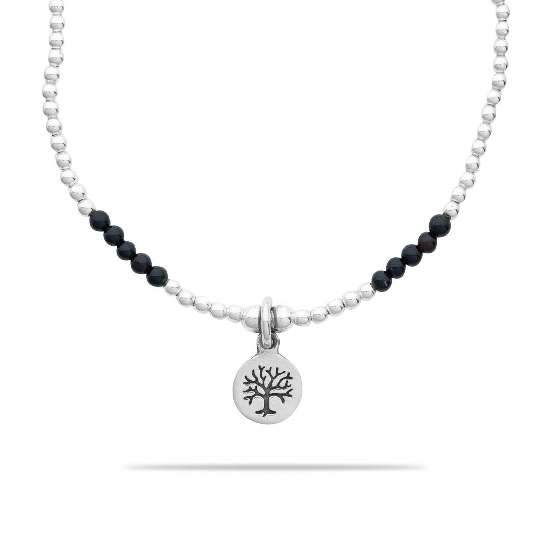 Silberarmband - Onyx mit Lebensbaum