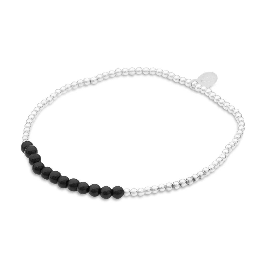 Silberarmband - Onyx einfach