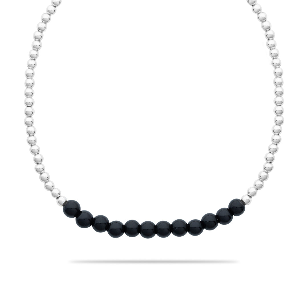 Silberarmband - Onyx einfach