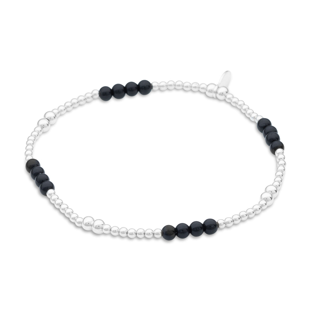 Silberarmband - Onyx vierfach