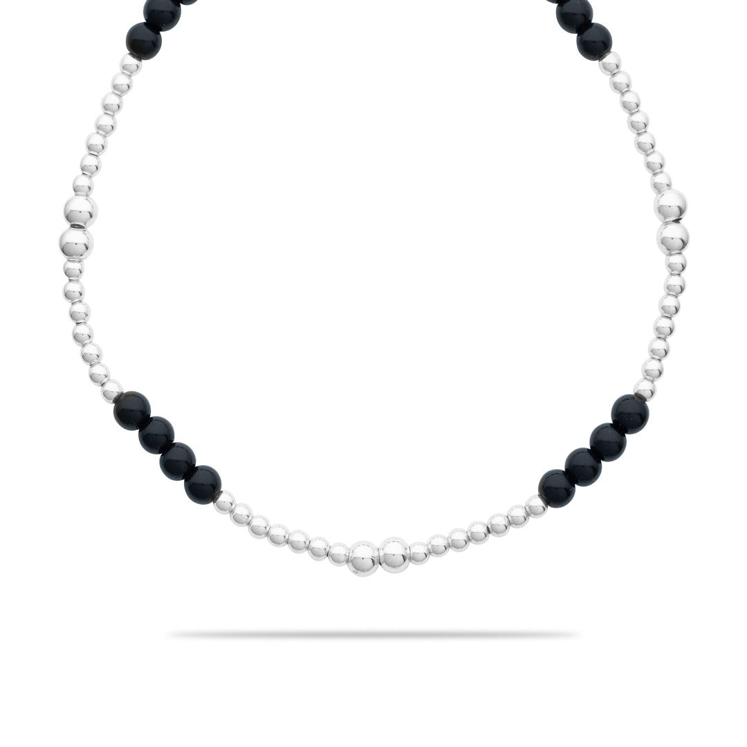 Silberarmband - Onyx vierfach