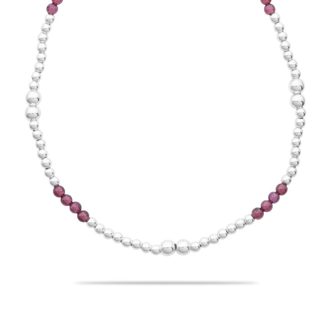 Silberarmband - Granat vierfach