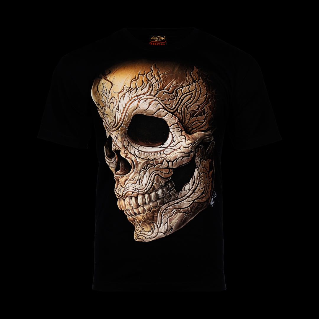 Flammender Totenkopf-Print