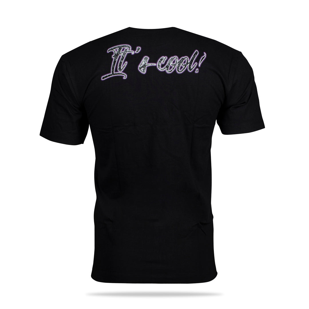Schwarzes T-Shirt mit Totenkopf Los Muertos-Print, Rückseite 