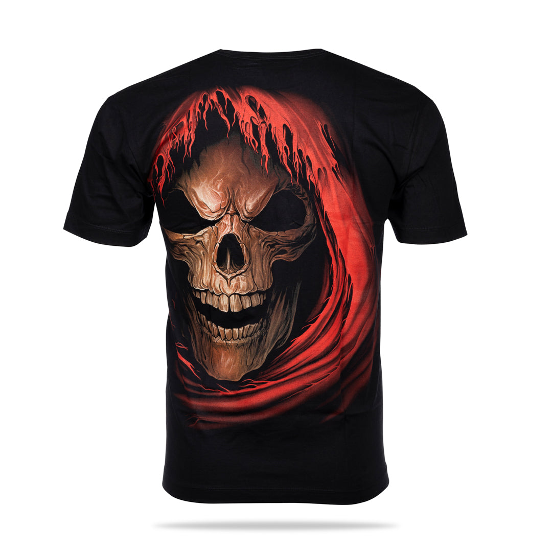 Schwarzes T-Shirt mit Erlösung-Print, Rückseite