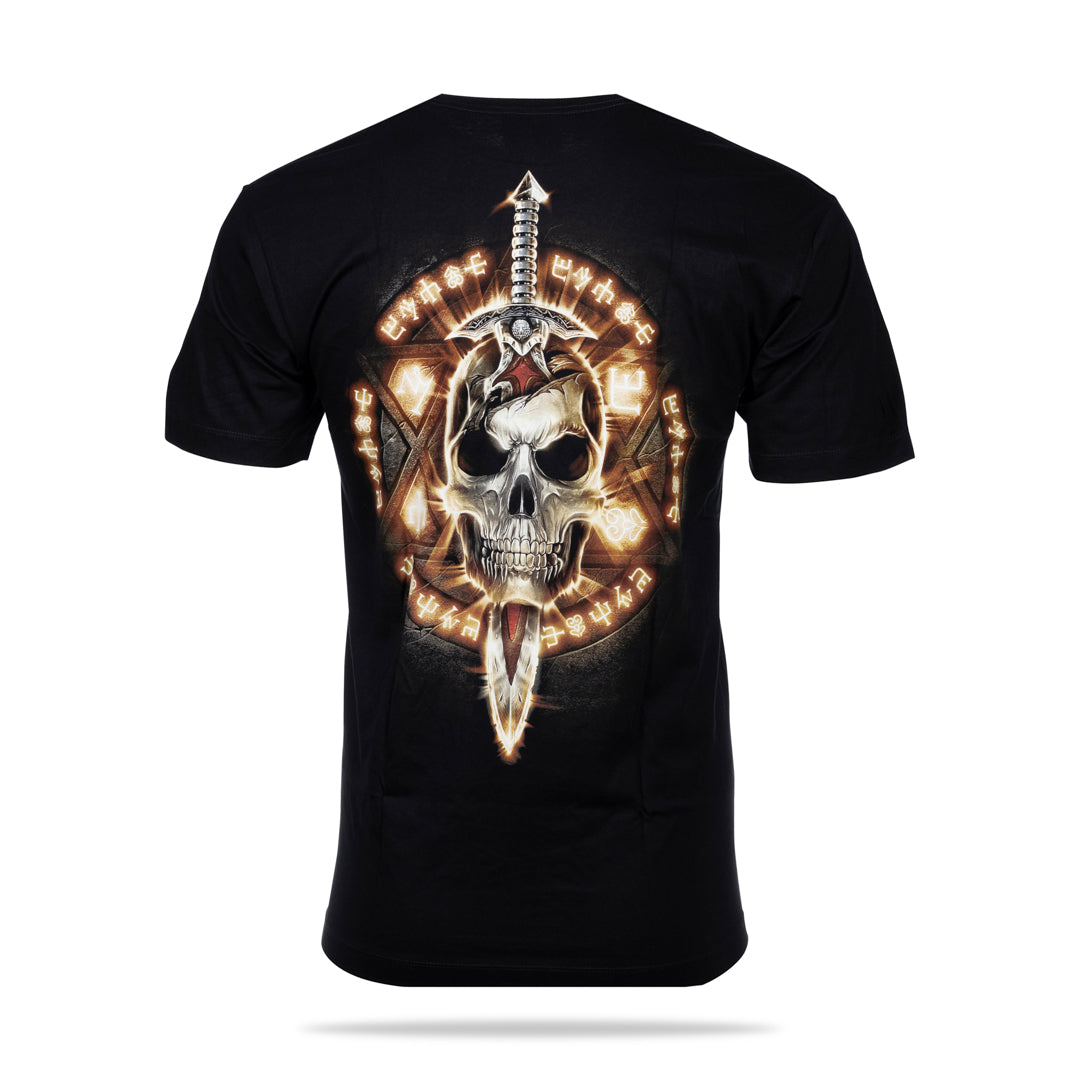 Schwarzes T-Shirt mit Totenwache-Print, Rückseite 