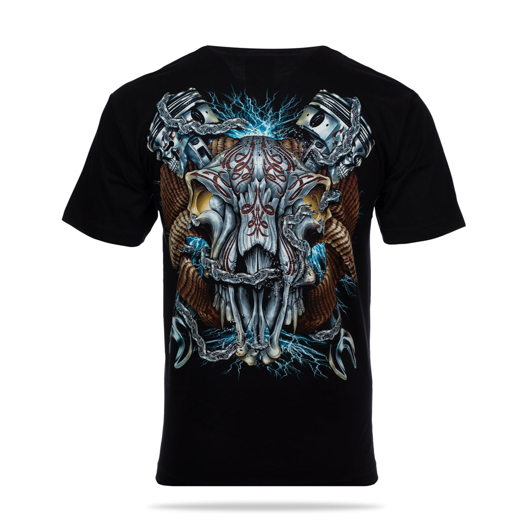 Schwarzes T-Shirt mit Ram Rider-Print, Rückseite 